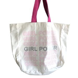 Girl power cotton tote bag